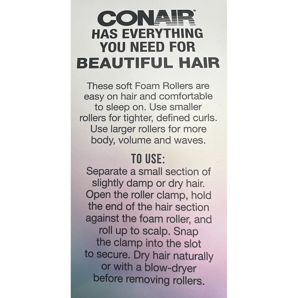 Conair‎ 10 Mini Foam Hair Rollers Peach Sleep Tight Defined Curls Clamps Easy